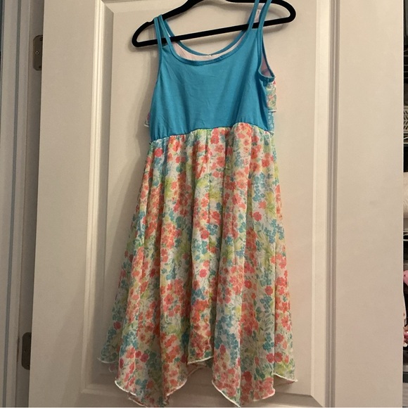 Jona Michelle Coral and Blue Floral Dress - Picture 3 of 3